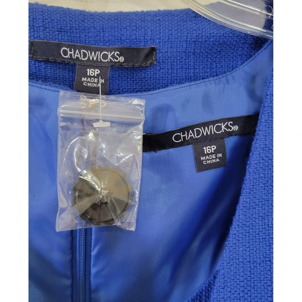 Chadwicks Royal Blue‎ Dress and Coat Set 2pc Textured Sheath Jacket 16P